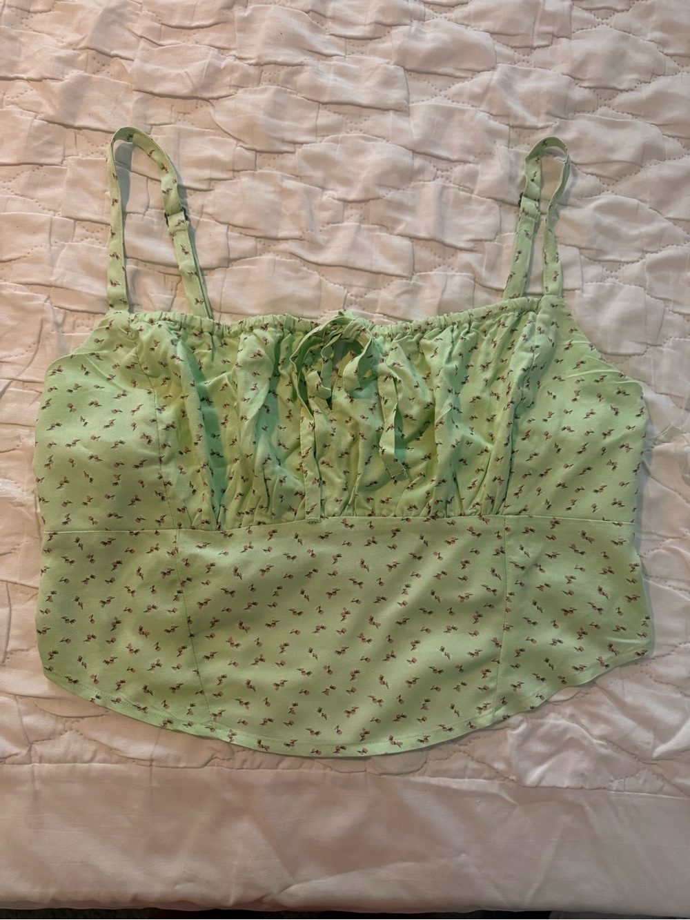 Aeropostale Green Floral Strap Crop Top